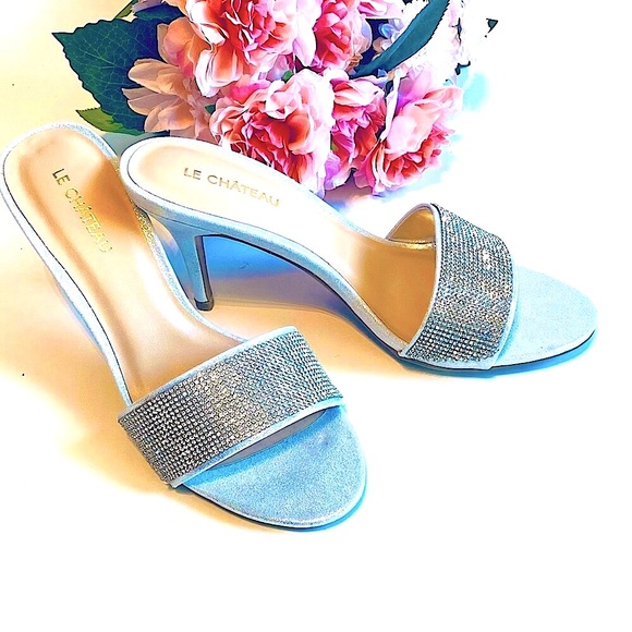 NIB Le Chateau Jewel Crystal Glam Sparkly Sandals - Picture 2 of 9